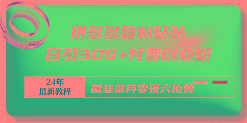 拼多多复制粘贴日引300+付费创业粉，割韭菜月变现六位数最新教程！_就是爱分享