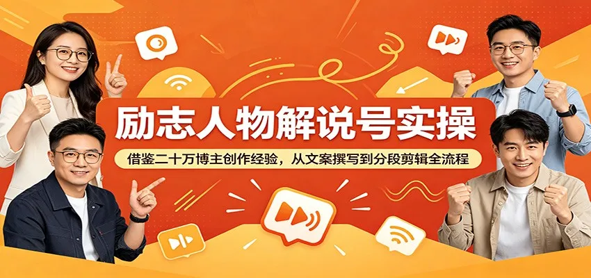 励志人物解说号实操：借鉴二十万博主创作经验，从文案撰写到分段剪辑全流程_一起云网创