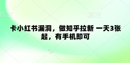 卡小红书漏洞，做知乎拉新 一天3张起，有手机即可_就是爱分享