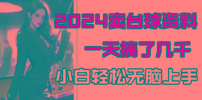 2024卖台球资料，一天搞了几千，小白轻松无脑上手_就是爱分享