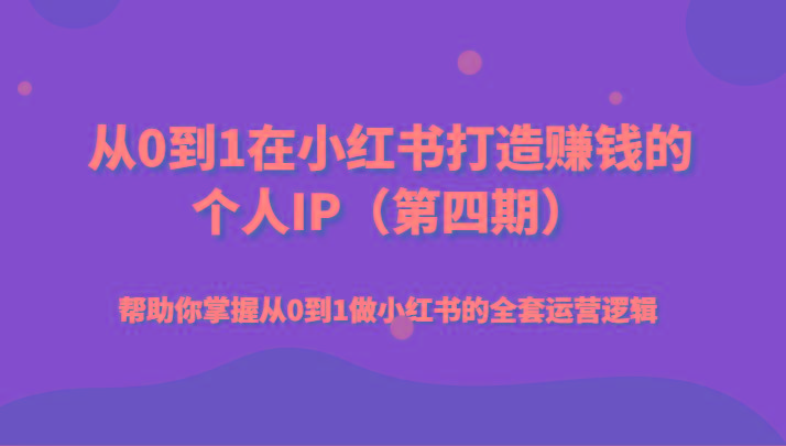 从0到1在小红书打造赚钱的个人IP(第四期)帮助你掌握从0到1做小红书的全套运营逻辑_就是爱分享