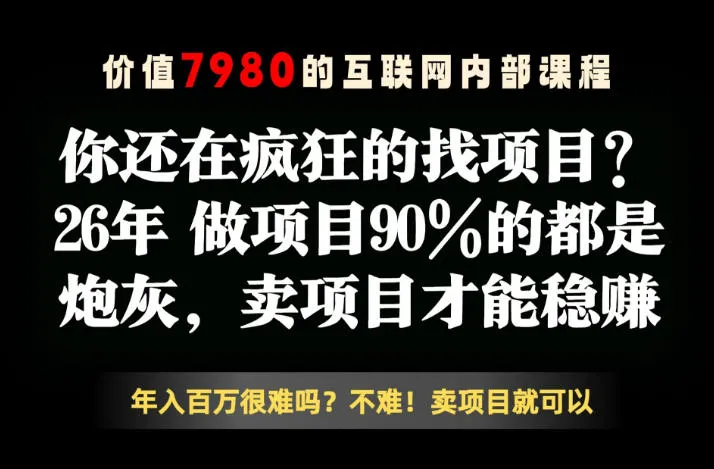 26年请不要疯狂的找项目了，卖项目远比你想象的暴利，你也可以月入10W+【揭秘】_一起云网创