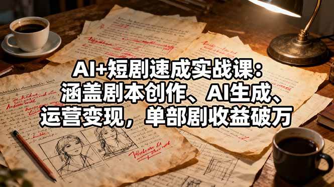 （16359期）AI+短剧速成实战课：涵盖剧本创作、AI生成、运营变现，单部剧收益破万_就是爱分享