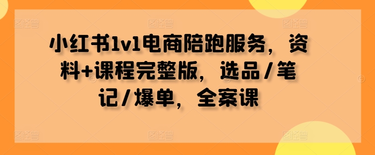 小红书1v1电商陪跑服务，资料+课程完整版，选品/笔记/爆单，全案课_就是爱分享