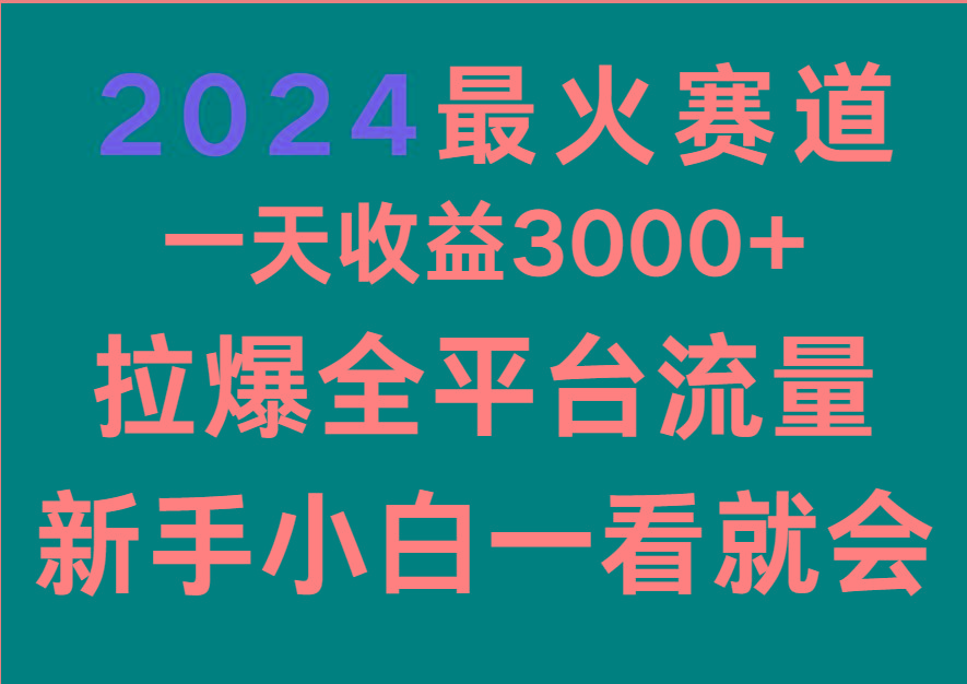 2024最火赛道，一天收一3000+.拉爆全平台流量，新手小白一看就会_就是爱分享