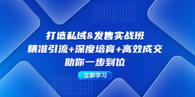 打造私域&发售实操班：精准引流+深度培育+高效成交，助你一步到位_就是爱分享
