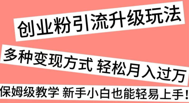 创业粉引流升级玩法，多种变现方式轻松月入过万，保姆级教学新手小白也能轻易上手！_就是爱分享