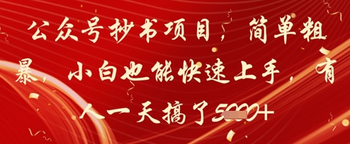 公众号抄书项目，简单粗暴，小白也能快速上手，有人一天搞了1k+_就是爱分享