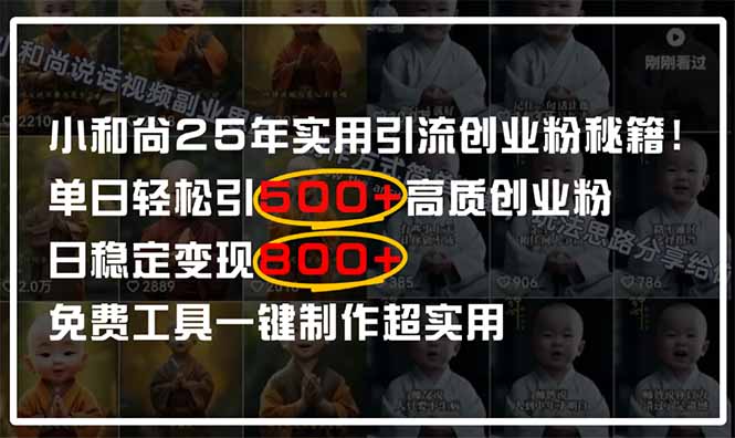 小和尚2025年实用引流秘籍！单日轻松引500+高质量创业粉，日变现800+，…_就是爱分享