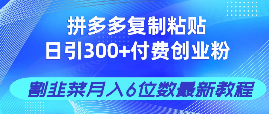 拼多多复制粘贴日引300+付费创业粉，割韭菜月入6位数最新教程！_就是爱分享
