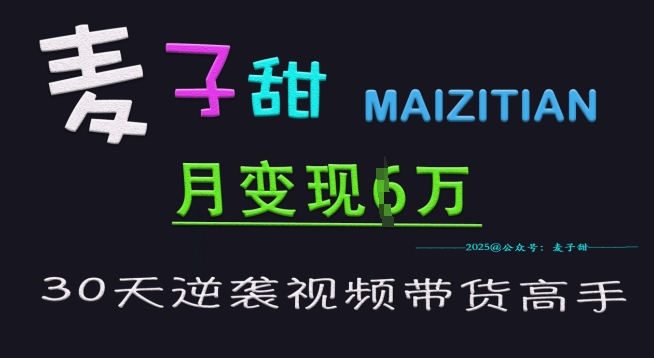 麦子甜30天逆袭视频带货高手，单月变现6W加特训营_就是爱分享