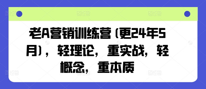 老A营销训练营(更25年1月)，轻理论，重实战，轻概念，重本质_就是爱分享