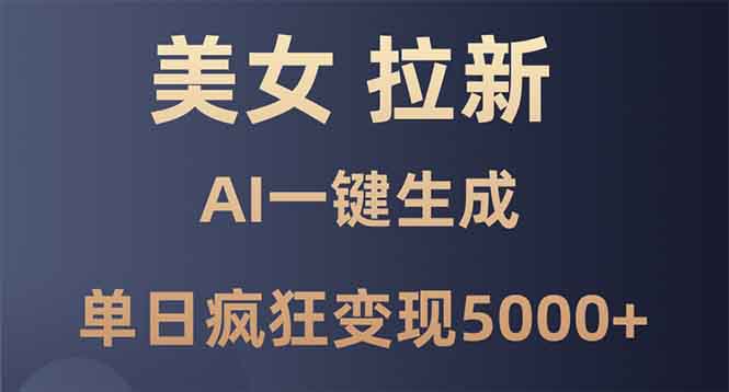 美女暴力拉新，通过AI一键生成，单日疯狂变现5000+，纯小白一学就会！_就是爱分享
