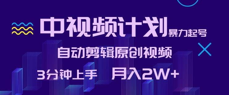 中视频计划暴力起号，自动剪辑原创视频，3分钟上手，月入2W+【揭秘】_就是爱分享