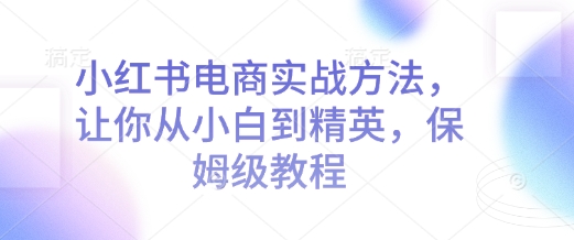 小红书电商实战方法，让你从小白到精英，保姆级教程_就是爱分享