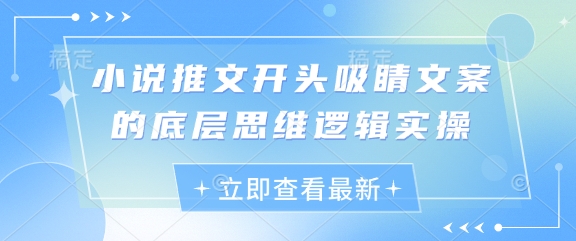 小说推文开头吸睛文案的底层思维逻辑实操_就是爱分享