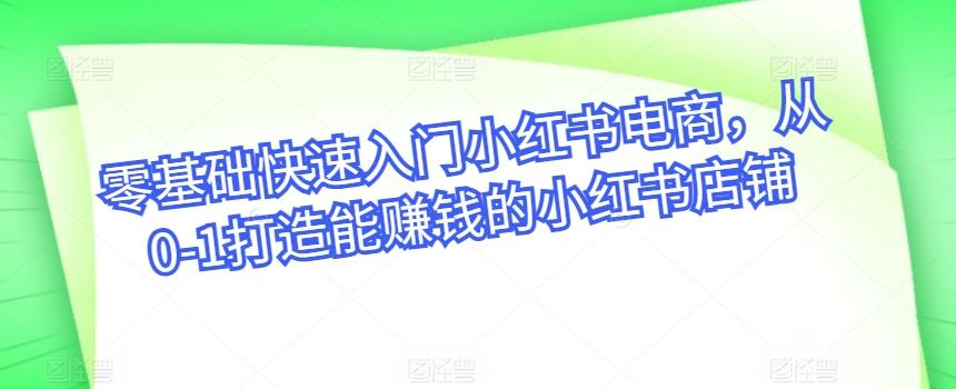 零基础快速入门小红书电商，从0-1打造能赚钱的小红书店铺_就是爱分享