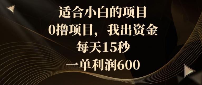 适合小白的项目，0撸项目，我出资金，每天15秒，一单利润600_就是爱分享