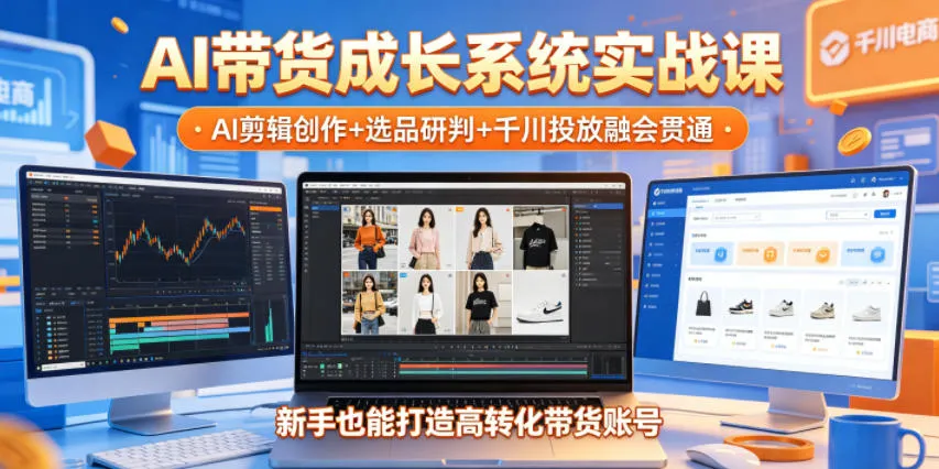 AI带货成长系统实战课，AI剪辑创作+选品研判+千川投放融会贯通，新手也能打造高转化带货账号（更新2026年）_一起云网创