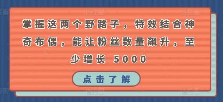 掌握这两个野路子，特效结合神奇布偶，能让粉丝数量飙升，至少增长 5000【揭秘】_就是爱分享