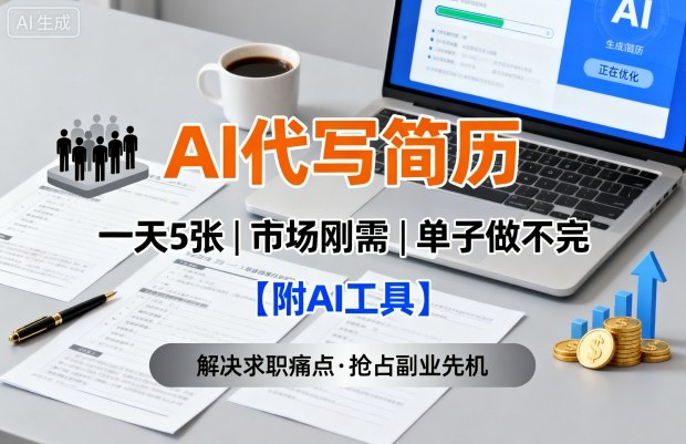 AI代写简历，一天5张，今年找工作难，市场刚需，单子做不完【附AI工具】_就是爱分享