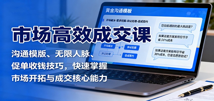 市场高效成交课：沟通模版、无限人脉、促单收钱技巧，快速掌握市场开拓与成交核心能力_就是爱分享
