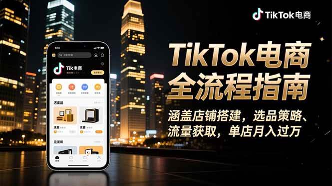 （16524期）TikTok电商全流程指南，涵盖店铺搭建、选品策略、流量获取，单店月入过万_就是爱分享