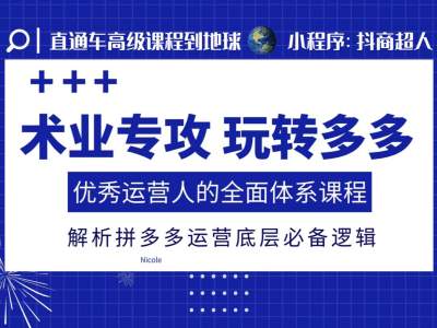 术业专攻玩转多多，优秀运营人的全面体系课程，解析拼多多运营底层必备逻辑_就是爱分享