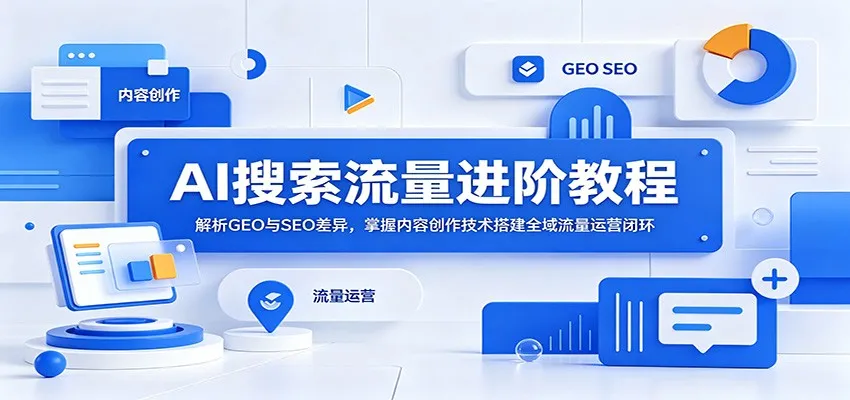 AI搜索流量进阶教程：解析GEO与SEO差异，掌握内容创作技术搭建全域流量运营闭环_一起云网创