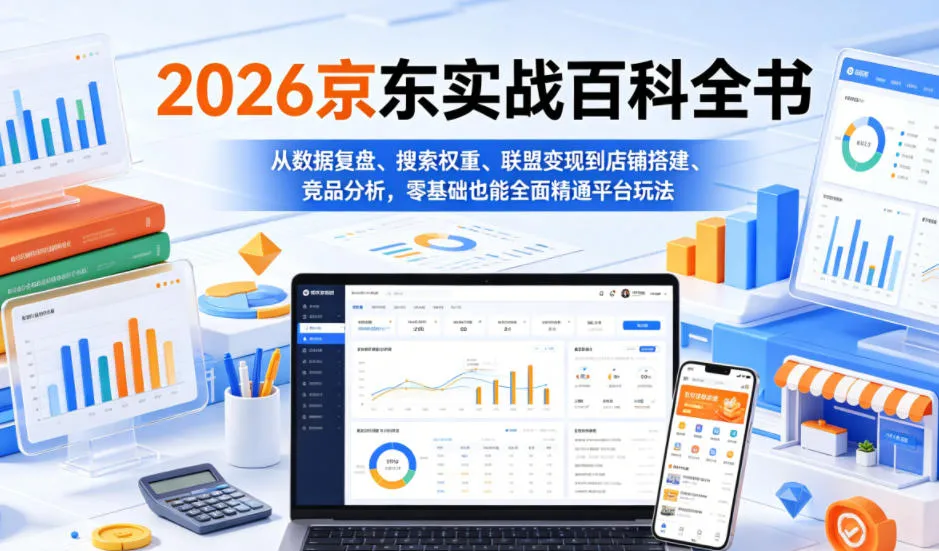 2026京东实战百科全书，从数据复盘、搜索权重、联盟变现到店铺搭建、竞品分析，零基础也能全面精通平台玩法_一起云网创