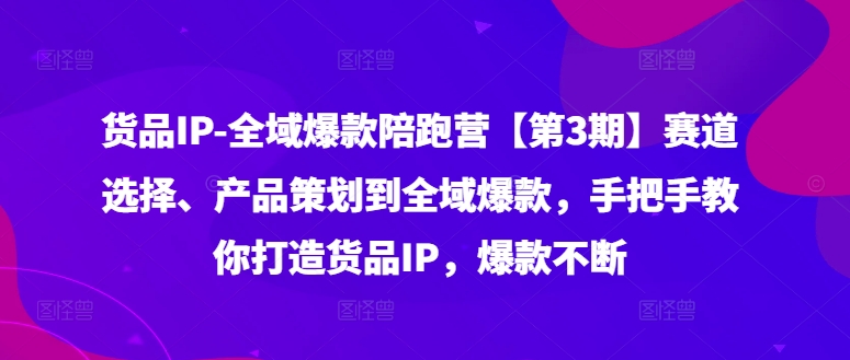 货品IP全域爆款陪跑营【第3期】赛道选择、产品策划到全域爆款，手把手教你打造货品IP，爆款不断_就是爱分享