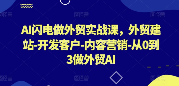 AI闪电做外贸实战课，​外贸建站-开发客户-内容营销-从0到3做外贸AI(更新)_就是爱分享