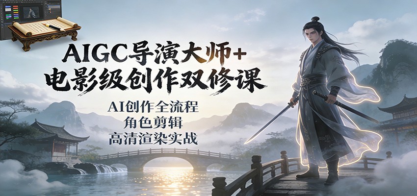 AIGC导演大师+电影级创作双修课：AI创作全流程、角色剪辑、高清渲染实战_就是爱分享