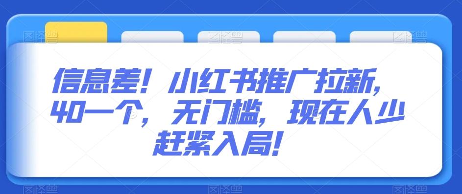 信息差！小红书推广拉新，40一个，无门槛，现在人少赶紧入局！_就是爱分享