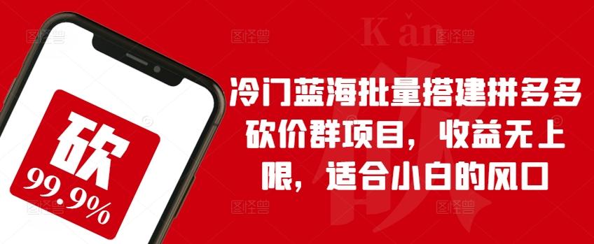冷门蓝海批量搭建拼多多砍价群项目，收益无上限，适合小白的风口【揭秘】_就是爱分享