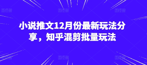 小说推文12月份最新玩法分享，知乎混剪批量玩法_就是爱分享