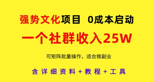 强势文化项目，一个社群收入25个W，0成本启动，可矩阵批量操作，原创详细实操教程_就是爱分享
