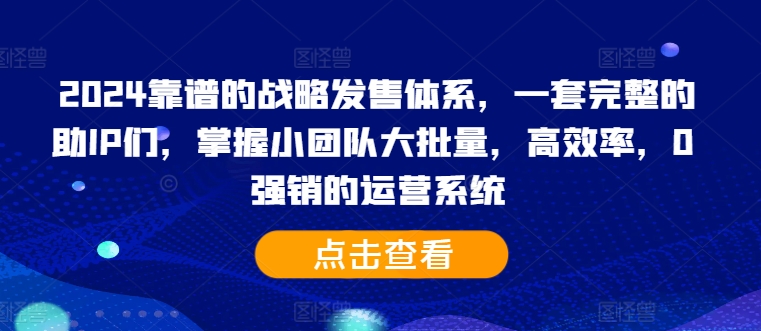 2024靠谱的战略发售体系，一套完整的助IP们，掌握小团队大批量，高效率，0 强销的运营系统_就是爱分享