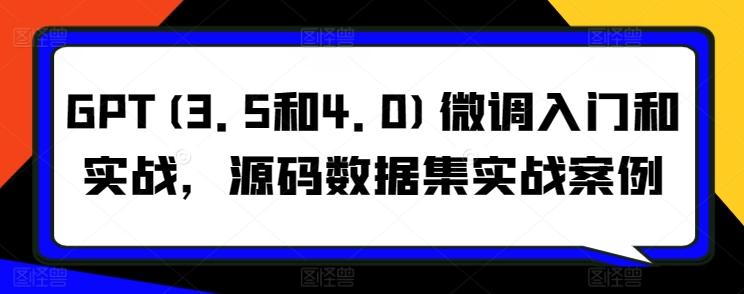 GPT(3.5和4.0)微调入门和实战，源码数据集实战案例_就是爱分享