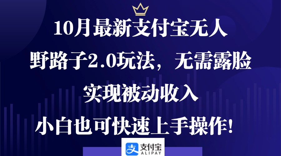 10月最新支付宝无人野路子2.0玩法，无需露脸，实现被动收入，小白也可…_就是爱分享