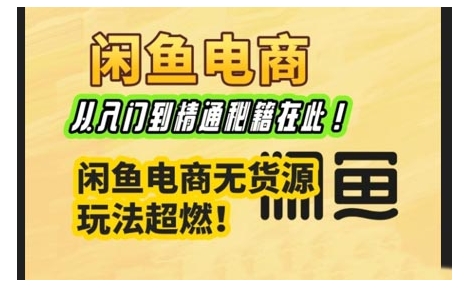 闲鱼电商实战课，从入门到精通秘籍在此，闲鱼电商无货源玩法超燃!_就是爱分享