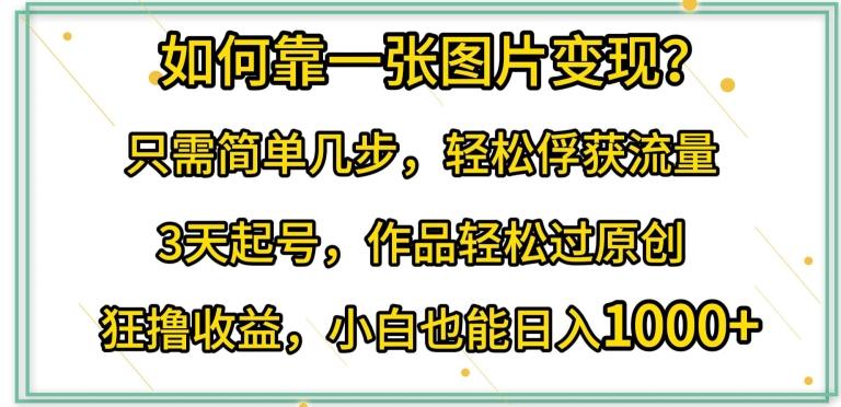 如何靠一张图片变现?只需简单几步，轻松俘获流量，3天起号，作品轻松过原创【揭秘】_就是爱分享