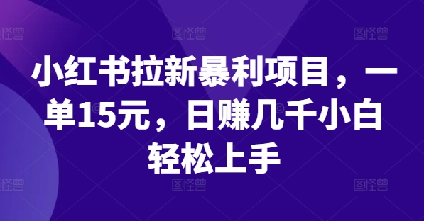 小红书拉新暴利项目，一单15元，日赚几千小白轻松上手【揭秘】_就是爱分享