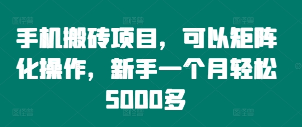 手机搬砖项目，可以矩阵化操作，新手一个月轻松5000多_就是爱分享