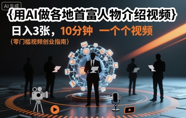 用AI做各地首富人物介绍视频，日入3张，10分钟一个视频_就是爱分享