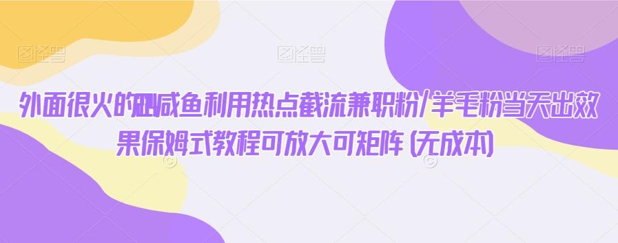外面很火的2024咸鱼利用热点截流兼职粉/羊毛粉当天出效果保姆式教程可放大可矩阵(无成本)_就是爱分享