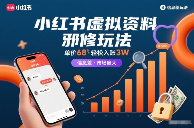 小红书虚拟资料邪修玩法，单价68，轻松入账3W，信息差玩法，市场庞大_就是爱分享