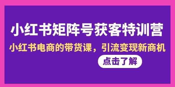 小红书矩阵号获客特训营-第10期，小红书电商的带货课，引流变现新商机_就是爱分享