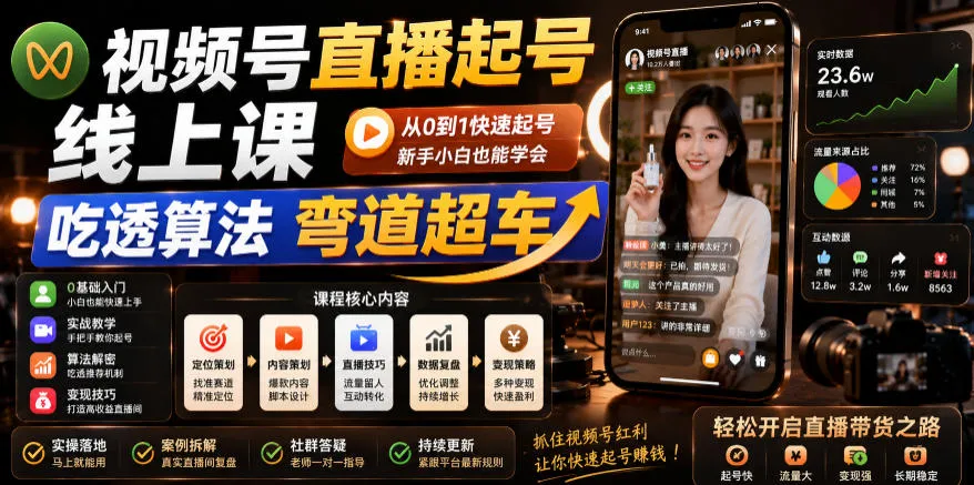 视频号直播起号线上课，吃透算法弯道超车（2026年6月）_一起云网创