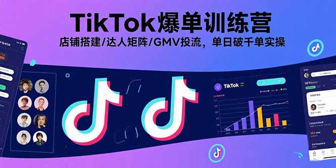 TikTok爆单训练营，店铺搭建/达人矩阵/GMV投流，单日破千单实操_就是爱分享